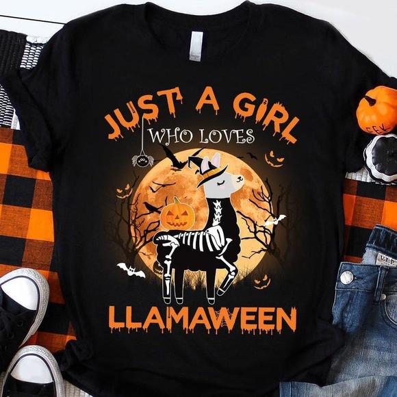 Tops - Just A Girl Who Loves Llamaween Shirt